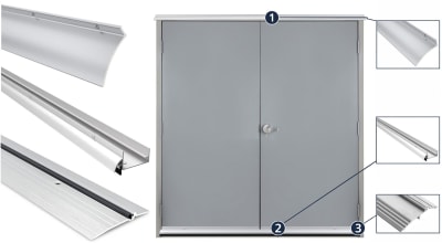 Rain and Water Prevention Door Seal Kit In Aluminum Finish For 72" Wide Fire Rated Hollow Metal Steel Double Doors With Up To  1" Gap