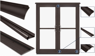 Rain and Water Prevention Door Seal Kit In Dark Bronze Finish For 72" Wide Storefront Glass Double Doors With Up To  1" Gap