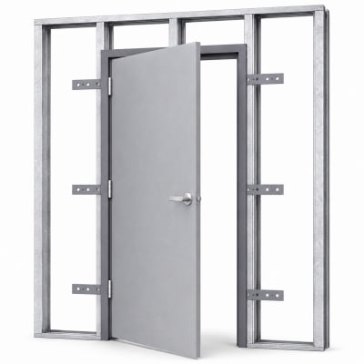 Commercial Industrial Galvanealed Flush Hollow Metal Steel Door, 36 in. x 80 in. (3068) Left Hand Reverse, Frame For Wood or Metal Stud Wall, and Hardware (3-4 Week Production Time)