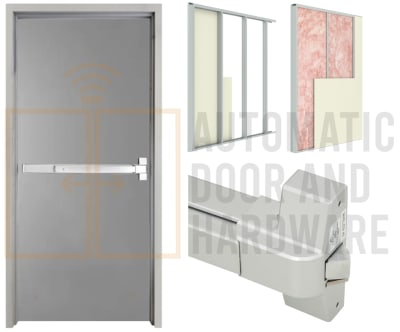 Gladiator 36 in. x 84 in. (3070) Right Hand Reverse Architectural Commercial Steel Door With Insulated Core, 16 Gauge Drywall Frame, Includes Rim Panic Exit Hardware and No Outside Trim (3-4 Week Production Time)