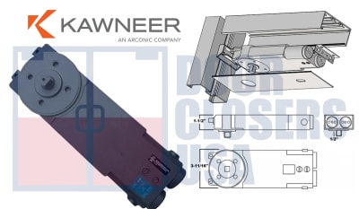 Kawneer 050-921 Overhead Concealed Closer Body - 105Â° Swing Open - No Hold Open - Extra Light Spring Power