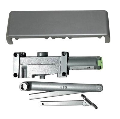 LCN 6 in. x 2-1/2 in. Commercial Hydraulic Door Closer With Regular Arm, Adjustable Spring Size 1 To Size 5, Adjustable Closing and Backcheck Speed, Aluminum Finish