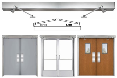 Maverick HA8LP Dual Low Profile Standard Duty ADA Automatic Door Opener - Double Door Outswing Push - Clear Anodized