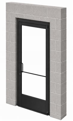 Commercial Aluminum Storefront Glass Door and Frame For Exterior Block Wall, 36" x 84" Left Hand, 1" Low E Glass Pre-Installed, Entrance Hardware Package, Dark Bronze Anodized