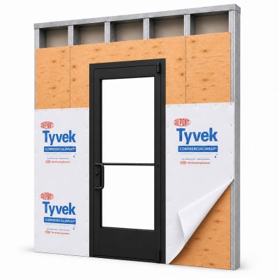 Exterior Commercial Glass Storefront Door For Steel Stud Wall, With Entrance Trim Package, (3670) 42 in. x 84 in. Left Hand, Dark Bronze Anodized Finish