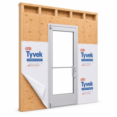 Exterior Commercial Glass Storefront Door For Wood Stud Wall, With Entrance Trim Package, (3068) 36 in. x 80 in. Right Hand, Clear Anodized Finish