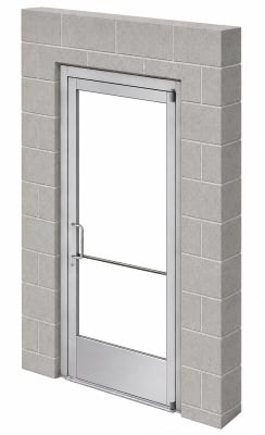Commercial Aluminum Storefront Glass Door and Frame For Interior Block Wall, 36" x 84" Left Hand, 1/4" Tempered Glass Pre-Installed, Entrance Hardware Package, Clear Anodized