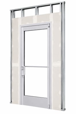 Interior Commercial Glass Storefront Door For Steel Stud Wall With Drywall (Butt Installation), With Entrance Trim Package, (3670) 42 in. x 84 in. Left Hand, Clear Anodized Finish