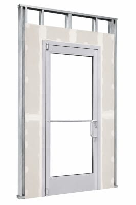 Interior Commercial Glass Storefront Door For Steel Stud Wall With Drywall (Butt Installation), With Entrance Trim Package, (3670) 42 in. x 84 in. Right Hand, Clear Anodized Finish
