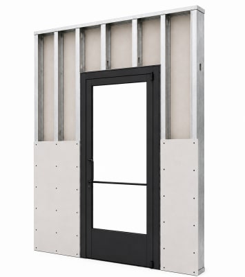 Commercial Aluminum Storefront Glass Door and Frame For Interior Steel Stud Wall With Drywall On Both Sides (Butt Installation), 36" x 84" Left Hand, 1/4" Tempered Glass Pre-Installed, Entrance Hardware Package, Dark Bronze Anodized