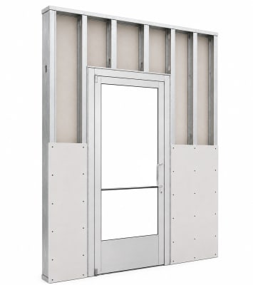 Commercial Aluminum Storefront Glass Door and Frame For Interior Steel Stud Wall With Drywall On Both Sides (Butt Installation), 36" x 84" Right Hand, 1/4" Tempered Glass Pre-Installed, Entrance Hardware Package, Clear Anodized