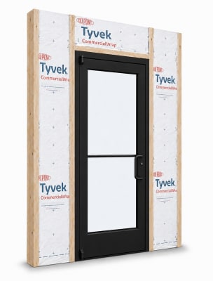 Medium Stile Commercial Aluminum Storefront Door and Frame, Moderate to Heavy Traffic, Exterior Wood Stud Wall, 36" x 80" Right Hand, 1" Low-E Glass, Dark Bronze Anodized