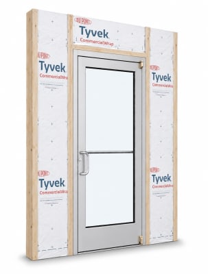 Medium Stile Commercial Aluminum Storefront Door and Frame, Moderate to Heavy Traffic, Exterior Wood Stud Wall, 36" x 84" Left Hand, 1" Low-E Glass, Clear Anodized