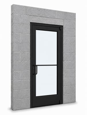Medium Stile Commercial Aluminum Storefront Door and Frame, Moderate to Heavy Traffic, Interior Block Wall, 36" x 84" Left Hand, 1/4" Tempered Glass, Dark Bronze Anodized