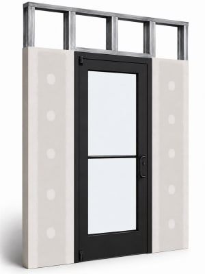 Medium Stile Commercial Aluminum Storefront Door and Frame, Moderate to Heavy Traffic, Interior Steel Stud Wall With Drywall On Each Side (Butt Installation), 36" x 80" Right Hand, 1/4" Tempered Glass, Dark Bronze Anodized