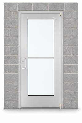 Wide Stile Commercial Aluminum Storefront Door and Frame, High Traffic & Abuse, Exterior Block Wall, 36" x 96" Left Hand, 1" Low-E Glass, Clear Anodized