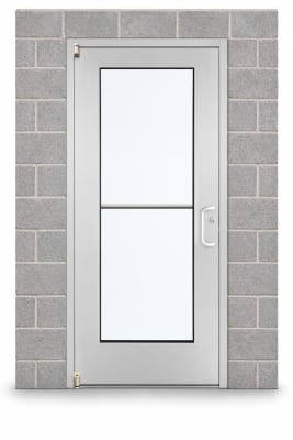 Wide Stile Commercial Aluminum Storefront Door and Frame, High Traffic & Abuse, Interior Block Wall, 36" x 96" Right Hand, 1" Low-E Glass, Clear Anodized