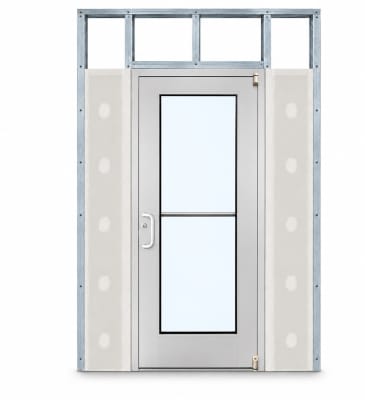 Wide Stile Commercial Aluminum Storefront Door and Frame, High Traffic & Abuse, Interior Metal Stud Wall, 42" x 96" Left Hand, 1" Low-E Glass, Clear Anodized
