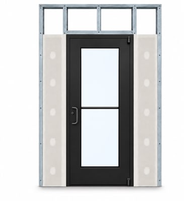 Wide Stile Commercial Aluminum Storefront Door and Frame, High Traffic & Abuse, Interior Metal Stud Wall, 48" x 96" Left Hand, 1/4" Tempered Clear Glass, Dark Bronze Anodized