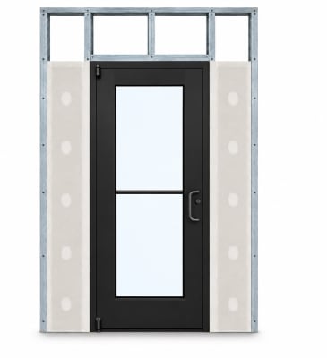 Wide Stile Commercial Aluminum Storefront Door and Frame, High Traffic & Abuse, Interior Metal Stud Wall, 48" x 96" Right Hand, 1/4" Tempered Clear Glass, Dark Bronze Anodized