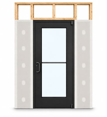 Wide Stile Commercial Aluminum Storefront Door and Frame, High Traffic & Abuse, Interior Wood Stud Wall, 36" x 96" Left Hand, 1" Low-E Glass, Dark Bronze Anodized