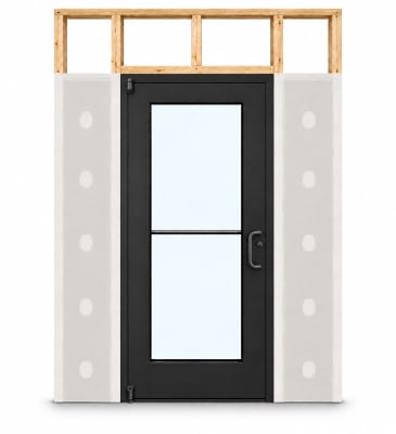 Wide Stile Commercial Aluminum Storefront Door and Frame, High Traffic & Abuse, Interior Wood Stud Wall, 42" x 84" Right Hand, 1" Low-E Glass, Dark Bronze Anodized