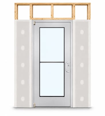 Wide Stile Commercial Aluminum Storefront Door and Frame, High Traffic & Abuse, Interior Wood Stud Wall, 42" x 96" Right Hand, 1" Low-E Glass, Clear Anodized