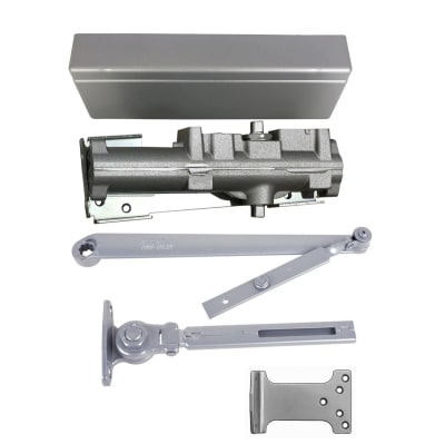 Sargent Commercial Door Closer, 10-3/8 Inch x 1 Inch Mounting Holes, Adjustable Spring, Non Handed, Hold Open Arm, Aluminum Finish