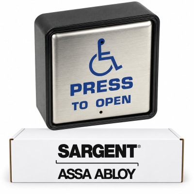 SARGENT 4396HP 6" x 6" Square Wall Switch With Handicap Logo  & "Press To Open"
