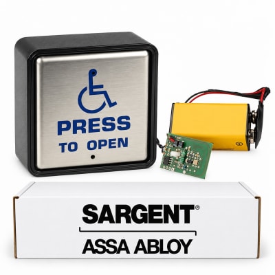 SARGENT 4396HP 6" x 6" Square Wall Switch With Handicap Logo  & "Press To Open"
