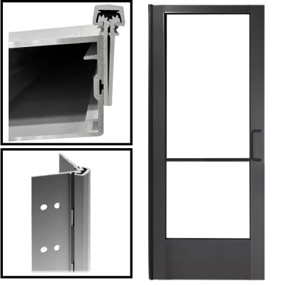 Alum-Lite Commercial Right Hand Storefront Door Replacement With Concealed Continuous Hinge, For 36 in. x 84 in. (3070) Inside Frame Opening, Black Bronze Anodized Finish, Glass Not Included