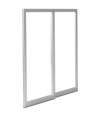 96 in. x 96 in. O-X Left Hand 2 Panel Commercial Storefront Sliding Exterior Door System With Flush Lock and Handle, 1 in. Insulated Glass, Satin Anodized Finish