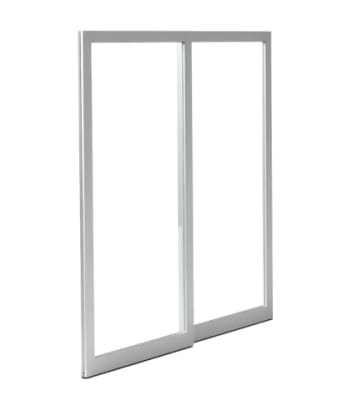 96 in. x 96 in. O-X Left Hand 2 Panel Commercial Storefront Sliding Exterior Door System With Flush Lock and Handle, 1/4 in. Glass, Satin Anodized Finish