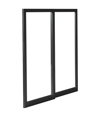 96 in. x 96 in. O-X Left Hand 2 Panel Commercial Storefront Sliding Exterior Door System With Flush Lock and Handle, 1/4 in. Glass Stops (Glass Not Included), Dark Bronze Anodized Finish