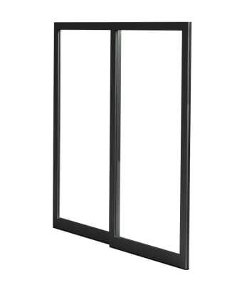 96 in. x 96 in. X-O Right Hand 2 Panel Commercial Storefront Sliding Exterior Door System With Flush Lock and Handle, 1/4 in. Glass, Dark Bronze Anodized Finish