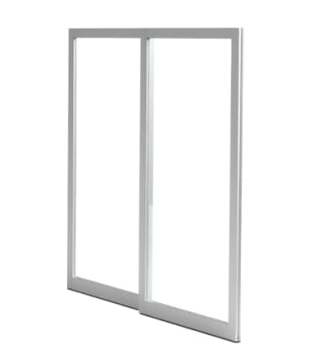 96 in. x 96 in. X-O Right Hand 2 Panel Commercial Storefront Sliding Exterior Door System With Flush Lock and Handle, 1/4 in. Glass Stops (Glass Not Included), Satin Anodized Finish