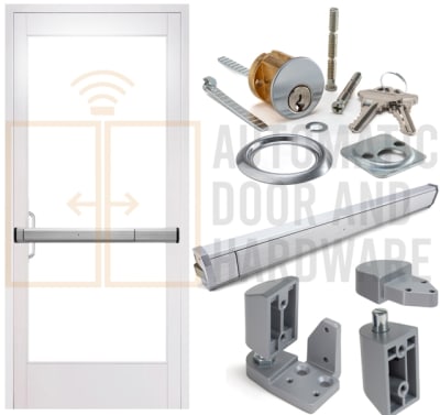 Storefront Pro Hardware (3070) 36 in. x 84 in. Right Hand Storefront ADA Accessible Entrance Door With Panic Rated Exit Device, White Finish, Glass Not Included