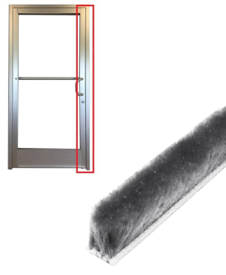 9/32 in. Backing Width, 1/4 in. Height Gray Brush Pile Weather Stripping, 100 Foot Roll For Commercial Aluminum Storefront Glass Entrance Door