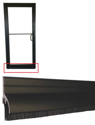 Storefront Pro Hardware 7/16 Inch Dark Bronze Bottom Brush Sweep With 1-1/2 Inch Rain Cap For 36 Inch Wide Storefront Door