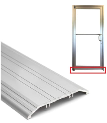 4 in. Wide x 1/2 in. Rise x 36 in. Length Saddle Threshold, ADA Compliant, Grooved Surface For Grip, Clear Anodized Finish For Commercial Storefront Door