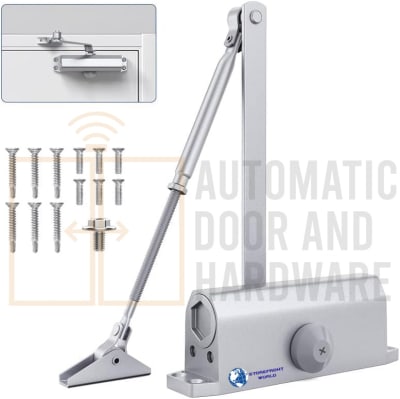 Storefront World FS851 Surface Door Closer, Spring Size 1, Regular Arm Pull Side, Aluminum Finish