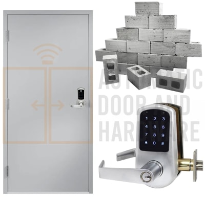 Steelworx (3070) 36 in. x 84 in. Left Hand Reverse Architectural Industrial Steel Door, 18 Gauge Cold Rolled Steel, 5-3/4 in. Jamb Depth Concrete Block or Brick Wall Frame, Hinges, and Digital Keyless Lock (5 Day Production Time)