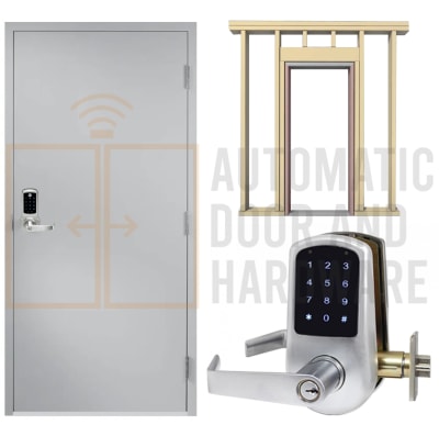 Steelworx (3070) 36 in. x 84 in. Right Hand Reverse Architectural Industrial Steel Door, 18 Gauge Cold Rolled Steel, 5-3/4 in. Jamb Depth Wood or Metal Stud Wall Frame, Hinges, and Digital Keyless Lock (5 Day Production Time)