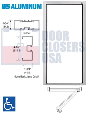United States Aluminum 450 Series Storefront Door Frame - RH  36" x 84" - Clear Anodized