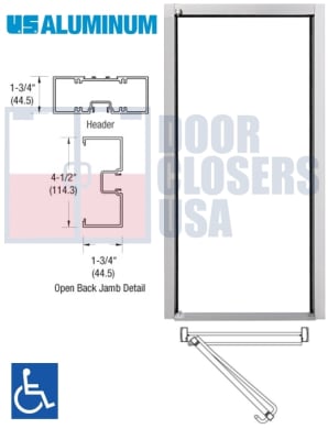 United States Aluminum 450 Series Storefront Door Frame - RH - 36" x 84"  Clear Anodized