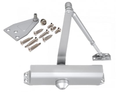 United States Aluminum 9-3/4 in. Width x 2 in Height, Commercial Storefront Door Surface Mount Closer For Top Jamb or Parallel Arm Mounting, Aluminum Finish