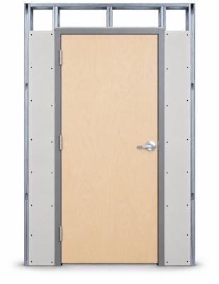 Wood-Lite 42" x 84" Commercial Wood Door Package â€“ Unfinished Birch, Left Hand Reverse, Metal Stud Drywall Frame