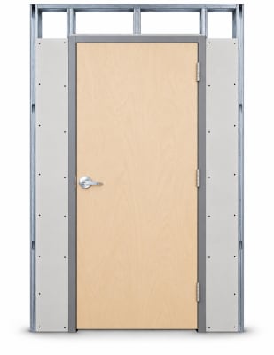 Wood-Lite 42" x 84" Commercial Wood Door Package â€“ Unfinished Birch, Right Hand Reverse, Metal Stud Drywall Frame
