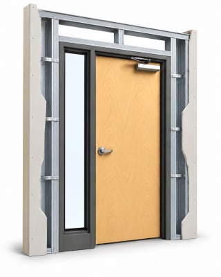 Commercial Wood Door with 12" Sidelite, 36" x 84", Right Hand, Welded Steel Frame, Metal Stud Wall