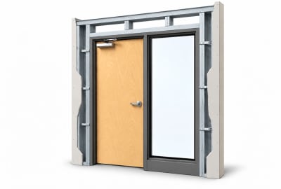 Commercial Wood Door with 36" Sidelite, 36" x 84", Left Hand, Welded Steel Frame, Metal Stud Wall